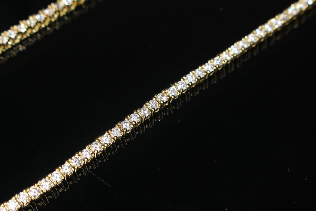 2mm Tennis Chain 10.6ct Lab Sim VVS1 Diamond Necklace - GOLD