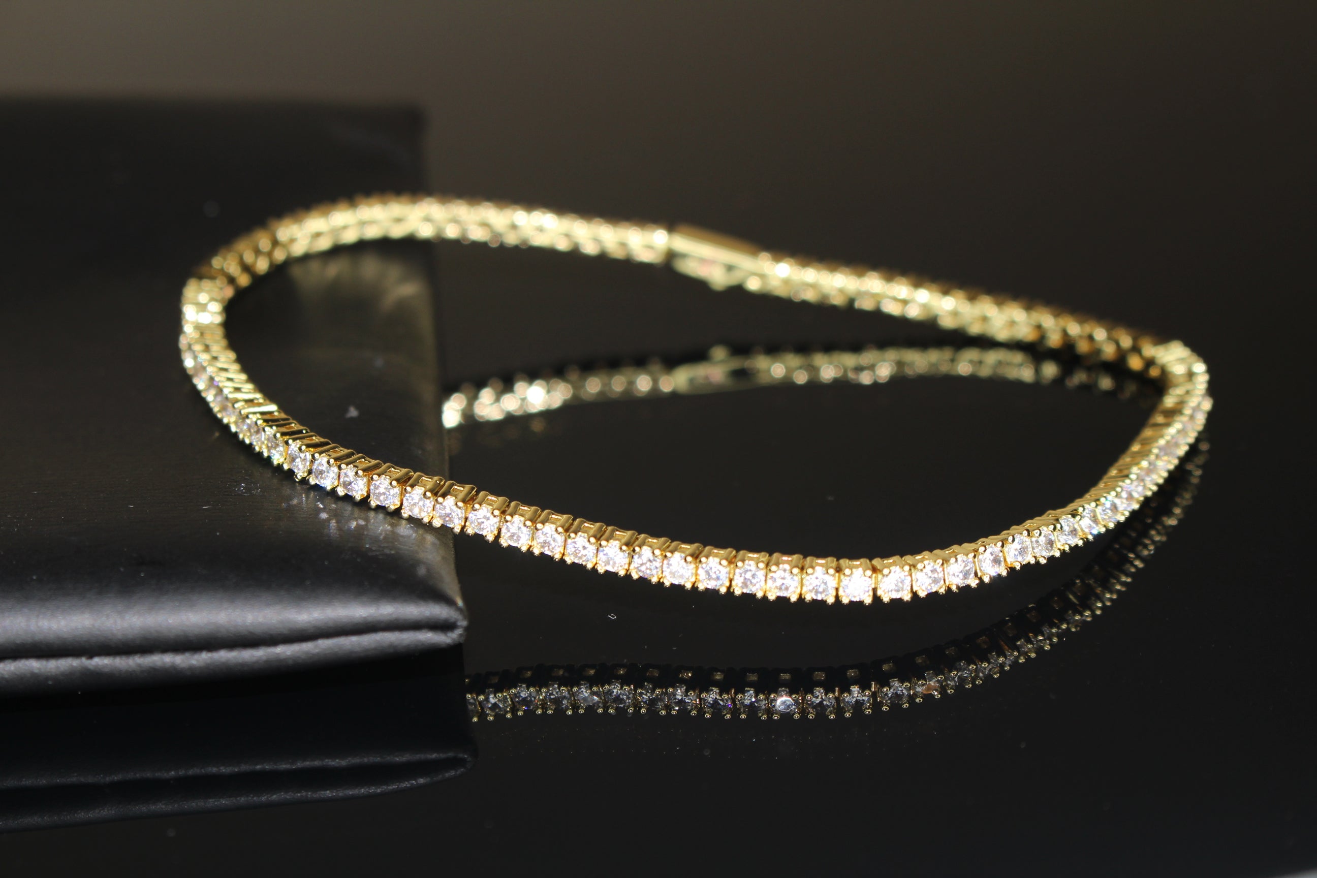 2mm Tennis Bracelet 6.2ct Lab Sim VVS1 Diamonds - GOLD