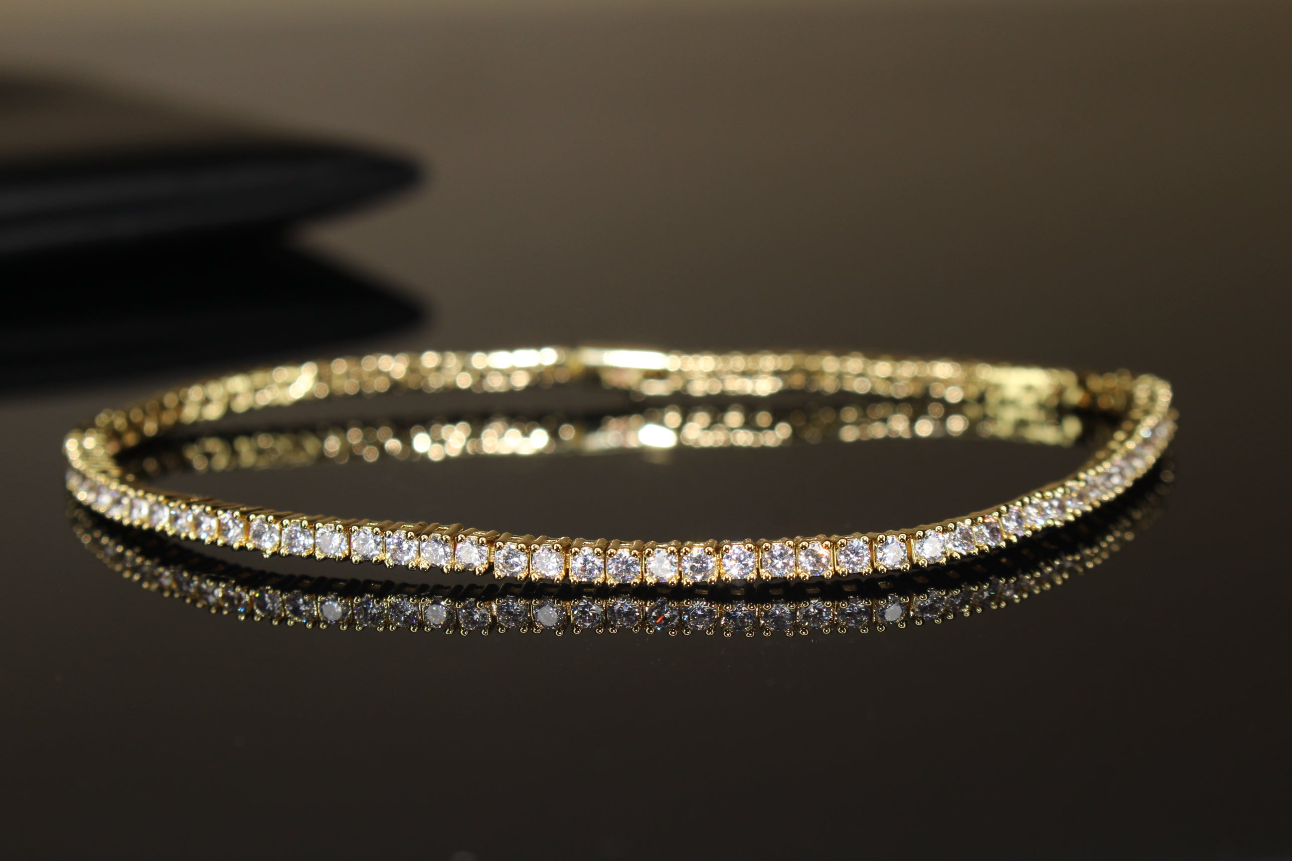 2mm Tennis Bracelet 6.2ct Lab Sim VVS1 Diamonds - GOLD