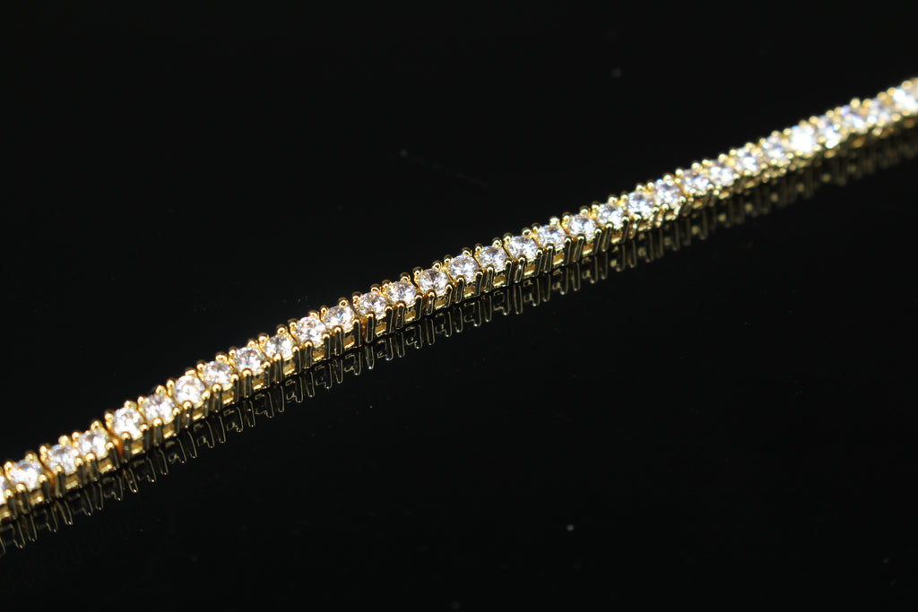 2mm Tennis Chain 10.6ct Lab Sim VVS1 Diamond Necklace - GOLD