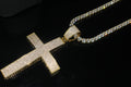 XXL Cross PENDANT 5mm Tennis Chain 120.8ct Lab Sim VVS1 Diamond Necklace - Gold