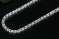 4mm Tennis Blue Square BAGUETTE 70ct Lab Sim VVS1 Diamond Necklace