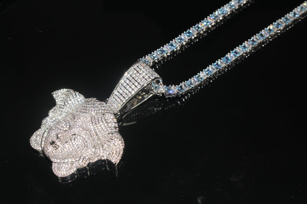 XXL MEDUSA HEAD Pendant 4mm Tennis 98.6ct BAGUETTE Lab Sim VVS1 Diamonds