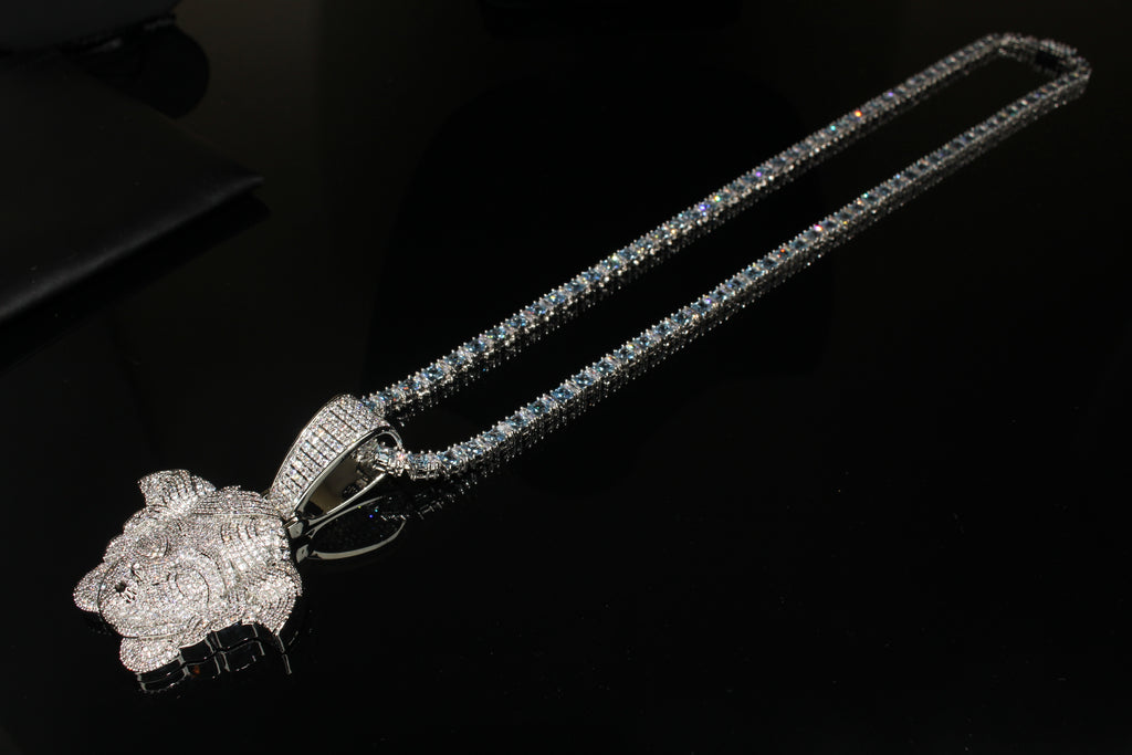 XXL MEDUSA HEAD Pendant 4mm Tennis 98.6ct BAGUETTE Lab Sim VVS1 Diamonds
