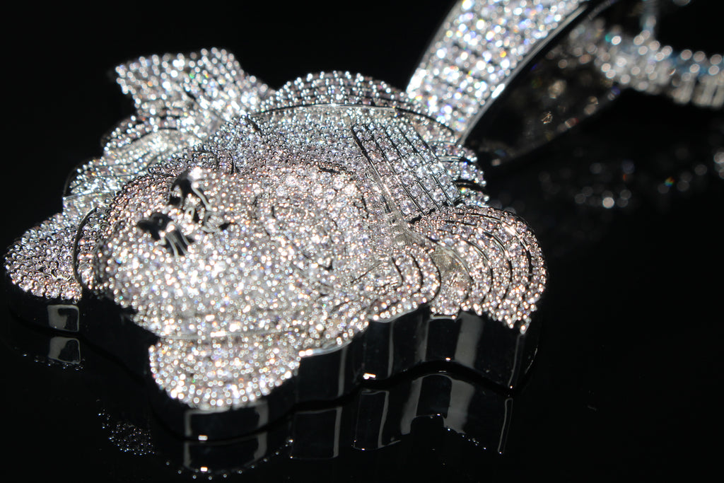 XXL MEDUSA HEAD Pendant 4mm Tennis 98.6ct BAGUETTE Lab Sim VVS1 Diamonds