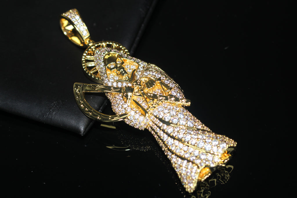XL Santa Muerte 5.2ct Lab VVS1 Simulated Diamond Pendant