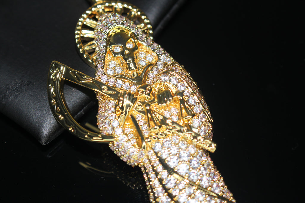 XL Santa Muerte 5.2ct Lab VVS1 Simulated Diamond Pendant