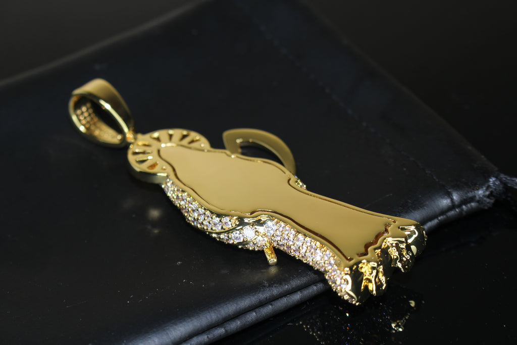 XL Santa Muerte 5.2ct Lab VVS1 Simulated Diamond Pendant