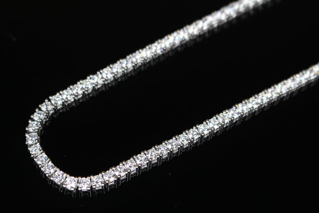 3mm Tennis Chain 60ct Lab Sim VVS1 Diamond Necklace - 925 STERLING SILVER