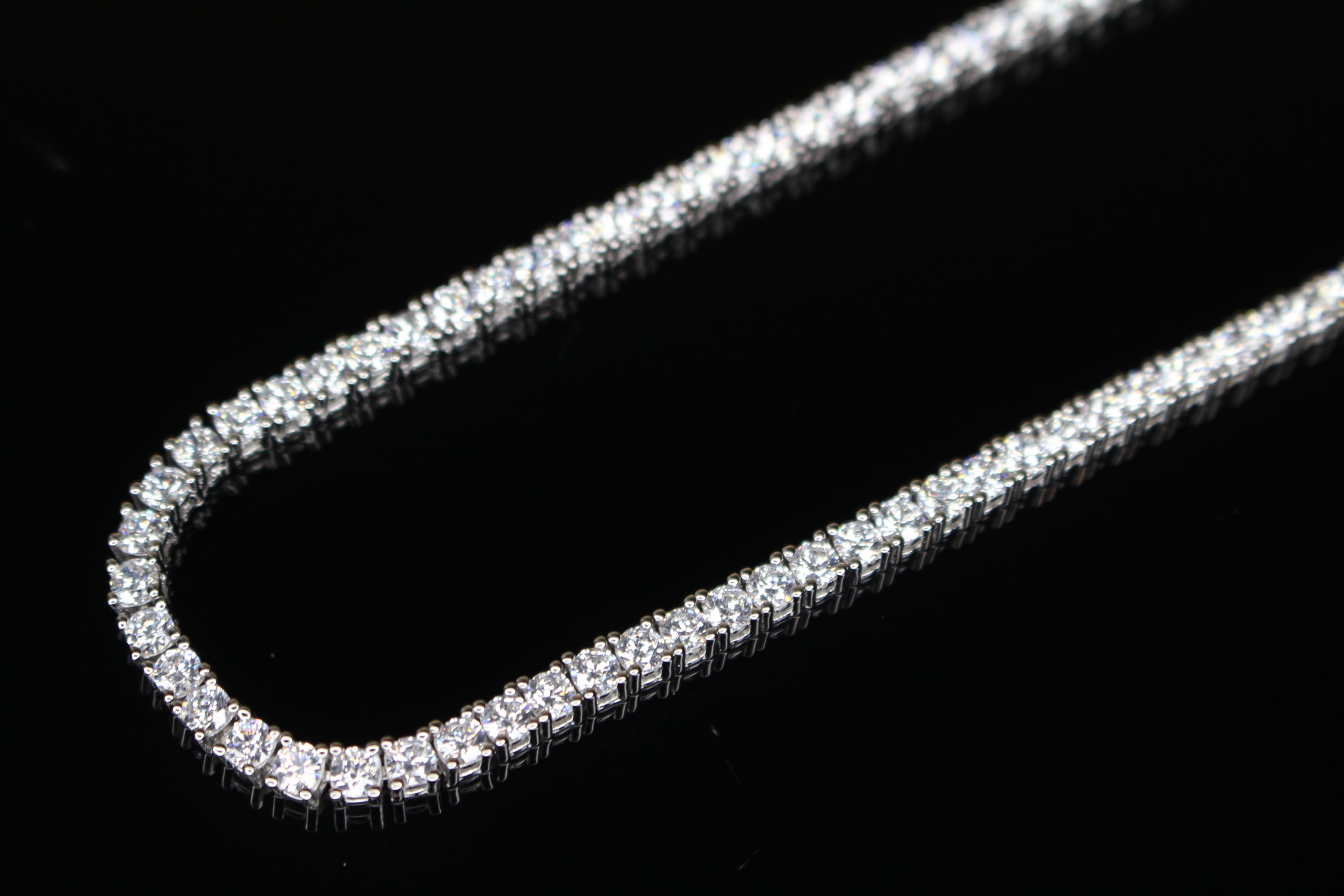 3mm Tennis Chain 60ct Lab Sim VVS1 Diamond Necklace - 925 STERLING SILVER