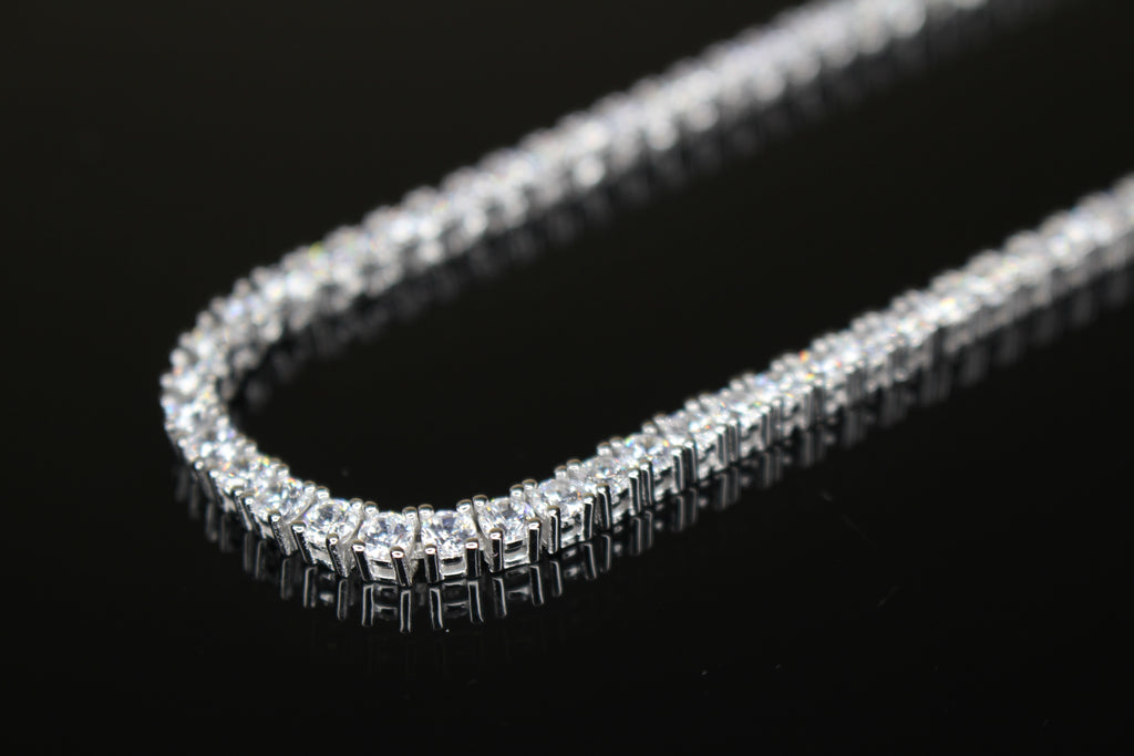 3mm Tennis Chain 60ct Lab Sim VVS1 Diamond Necklace - 925 STERLING SILVER