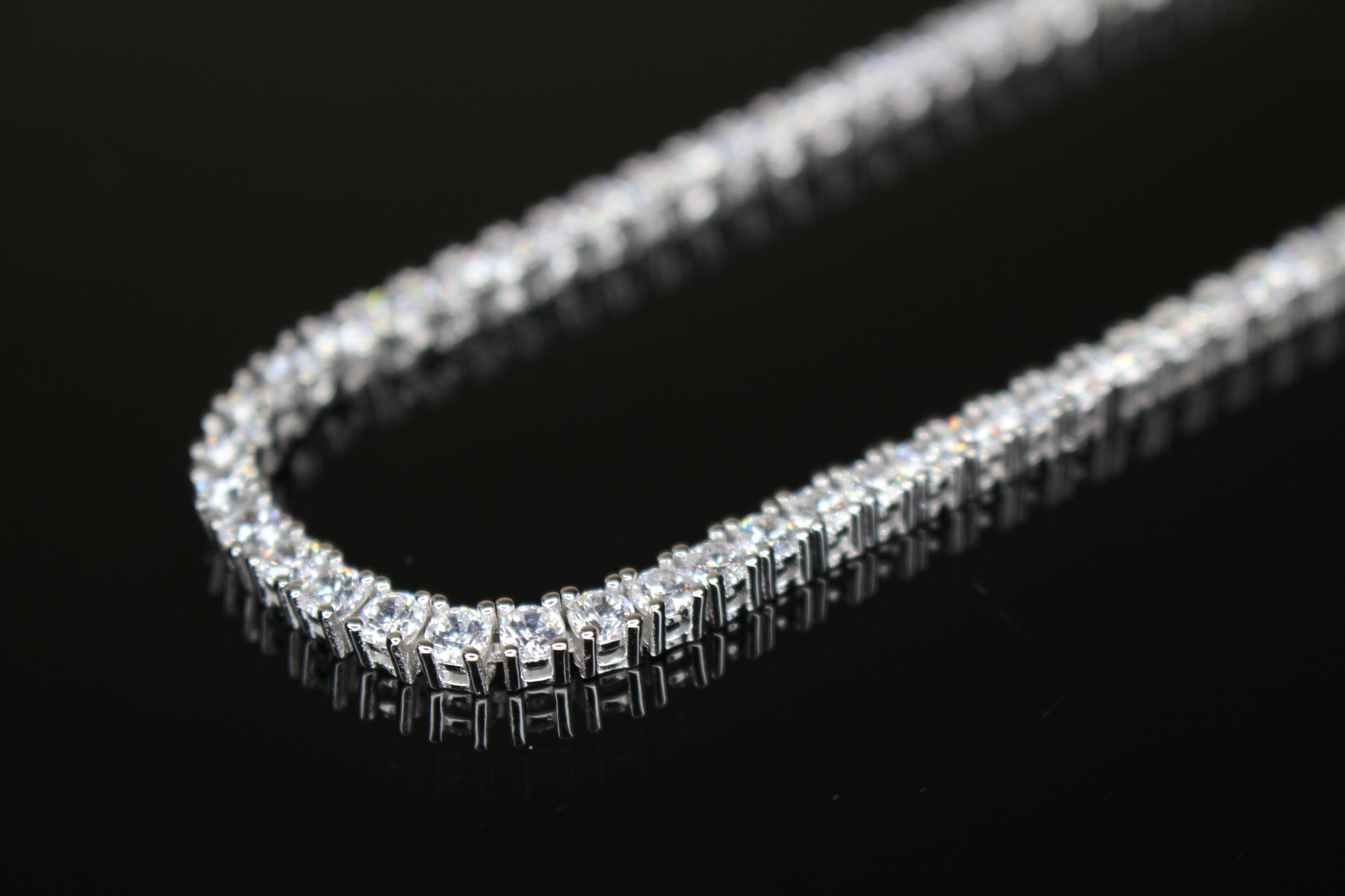 3mm Tennis Chain 60ct Lab Sim VVS1 Diamond Necklace - 925 STERLING SILVER