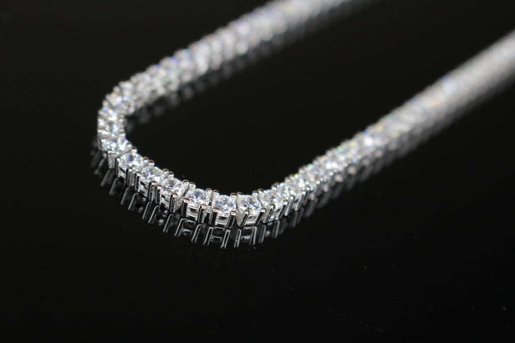 3mm Tennis Chain 60ct Lab Sim VVS1 Diamond Necklace - 925 STERLING SILVER