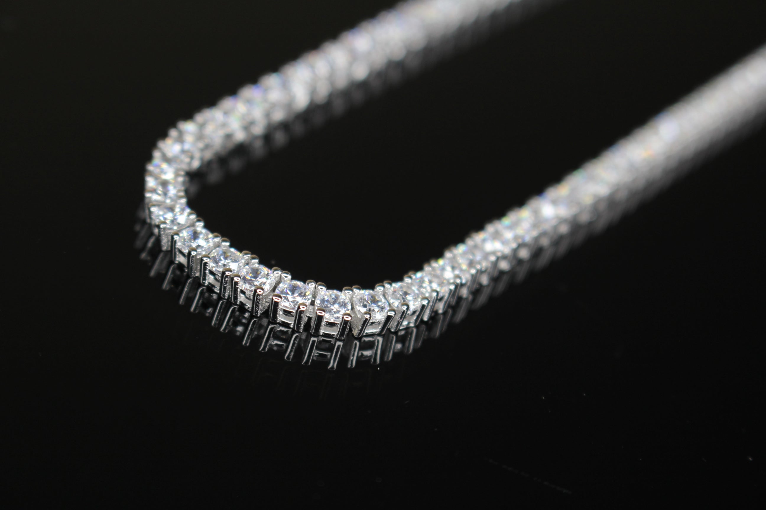 3mm Tennis Chain 60ct Lab Sim VVS1 Diamond Necklace - 925 STERLING SILVER