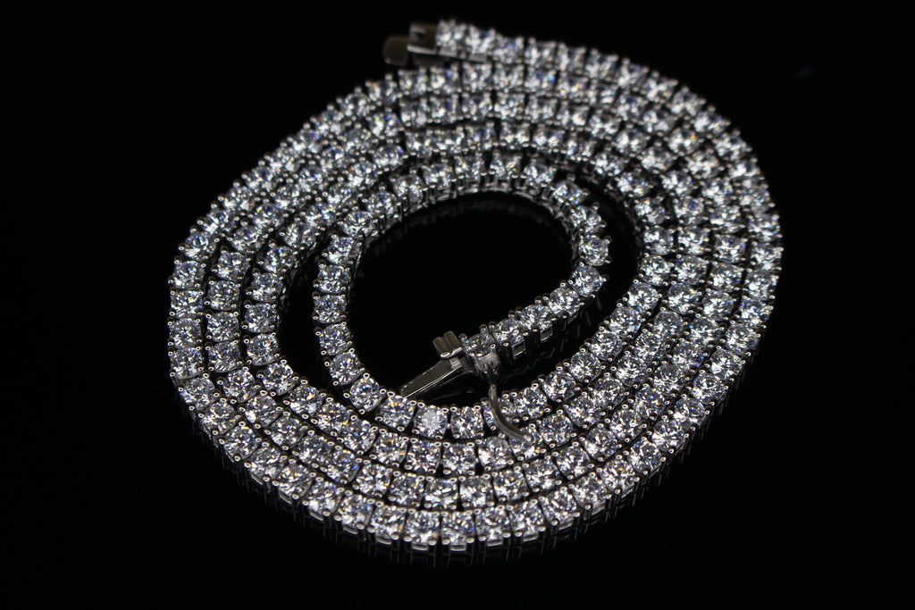 3mm Tennis Chain 60ct Lab Sim VVS1 Diamond Necklace - 925 STERLING SILVER