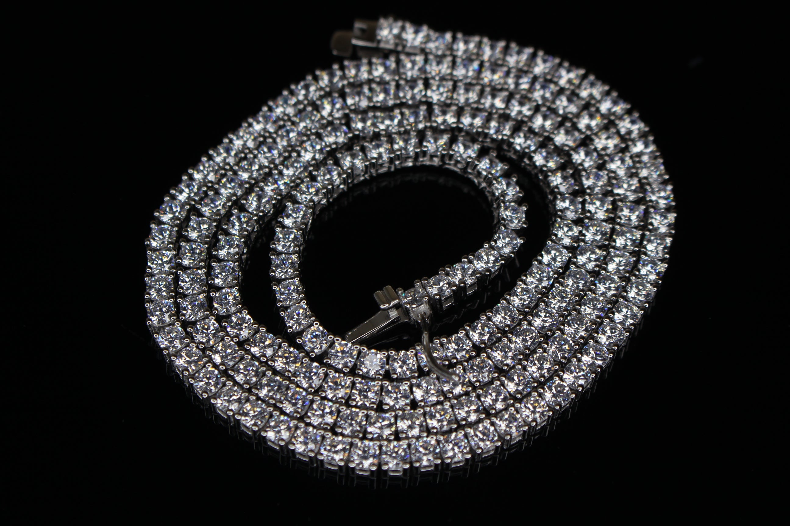 3mm Tennis Chain 60ct Lab Sim VVS1 Diamond Necklace - 925 STERLING SILVER