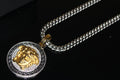 MEDUSA 2-Tone Versace Medallion Pendant Cuban Miami Lab Sim VVS1 Diamond Necklace Set