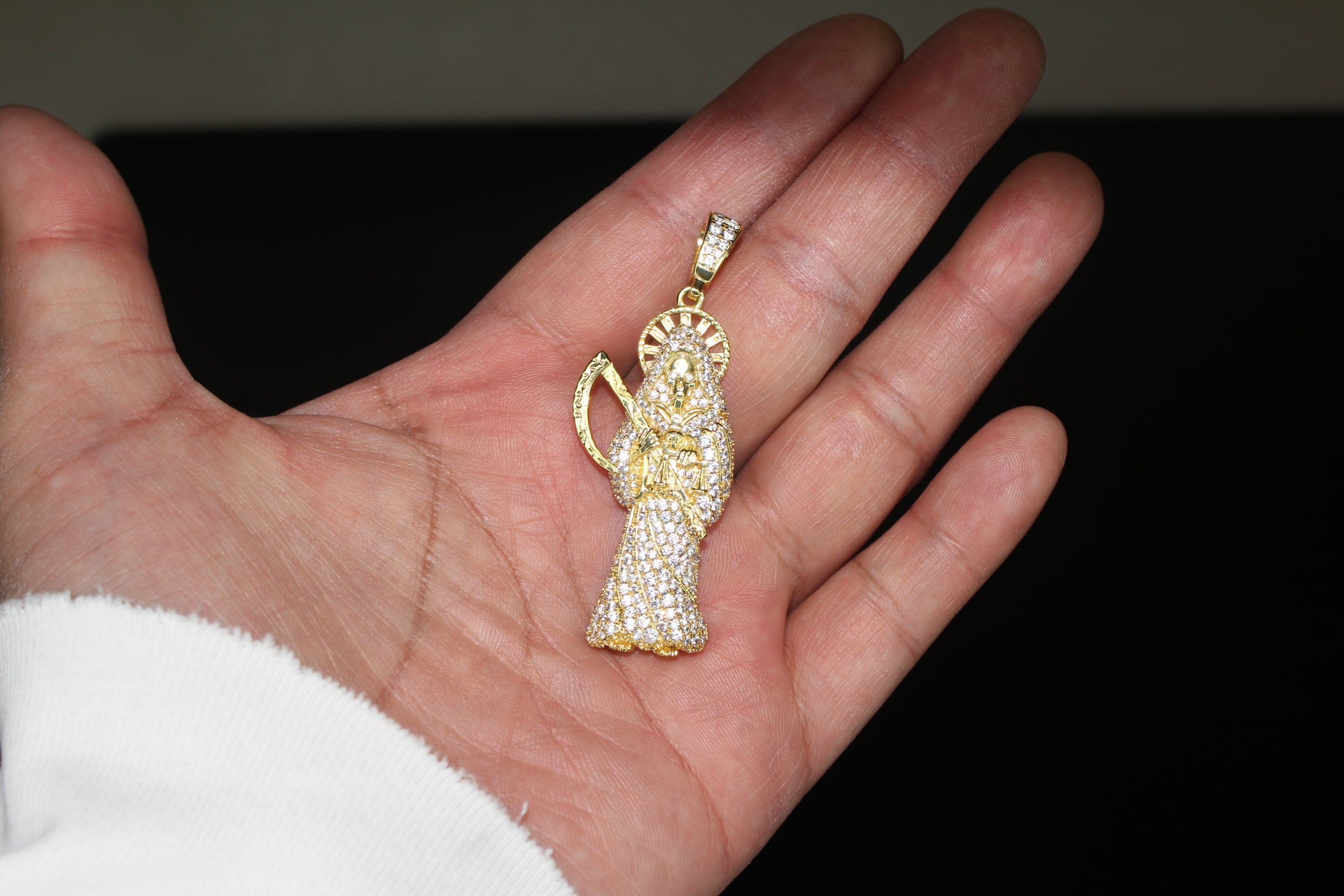 Santa Muerte 2.2ct Lab VVS1 Simulated Diamond Pendant