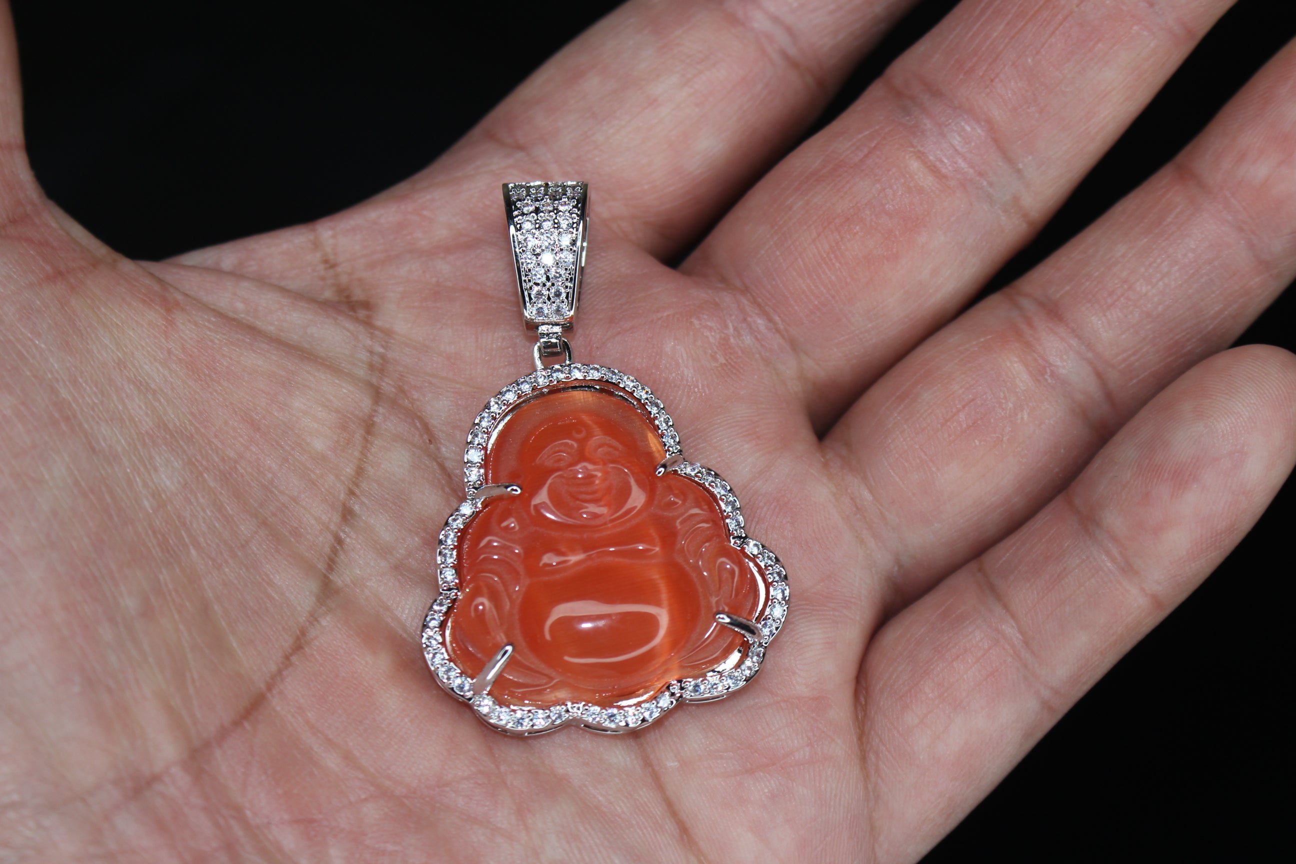 Happy Buddha PEACH 4.2ct Lab VVS1 Sim Diamond Pendant