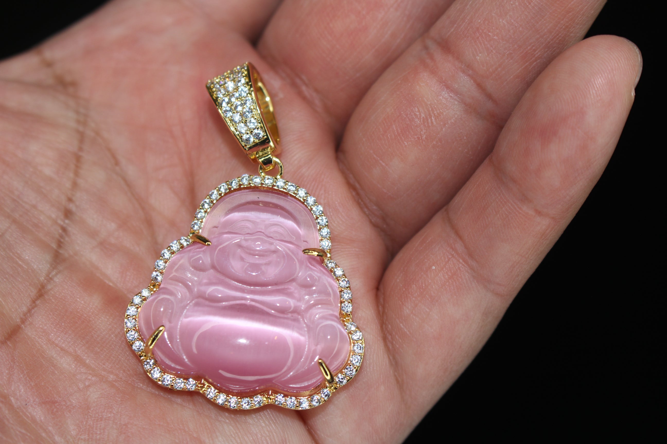 Happy Buddha PINK 4.2ct Lab VVS1 Sim Diamond Pendant