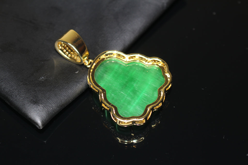 Happy Buddha GREEN 4.2ct Lab VVS1 Sim Diamond Pendant - Gold