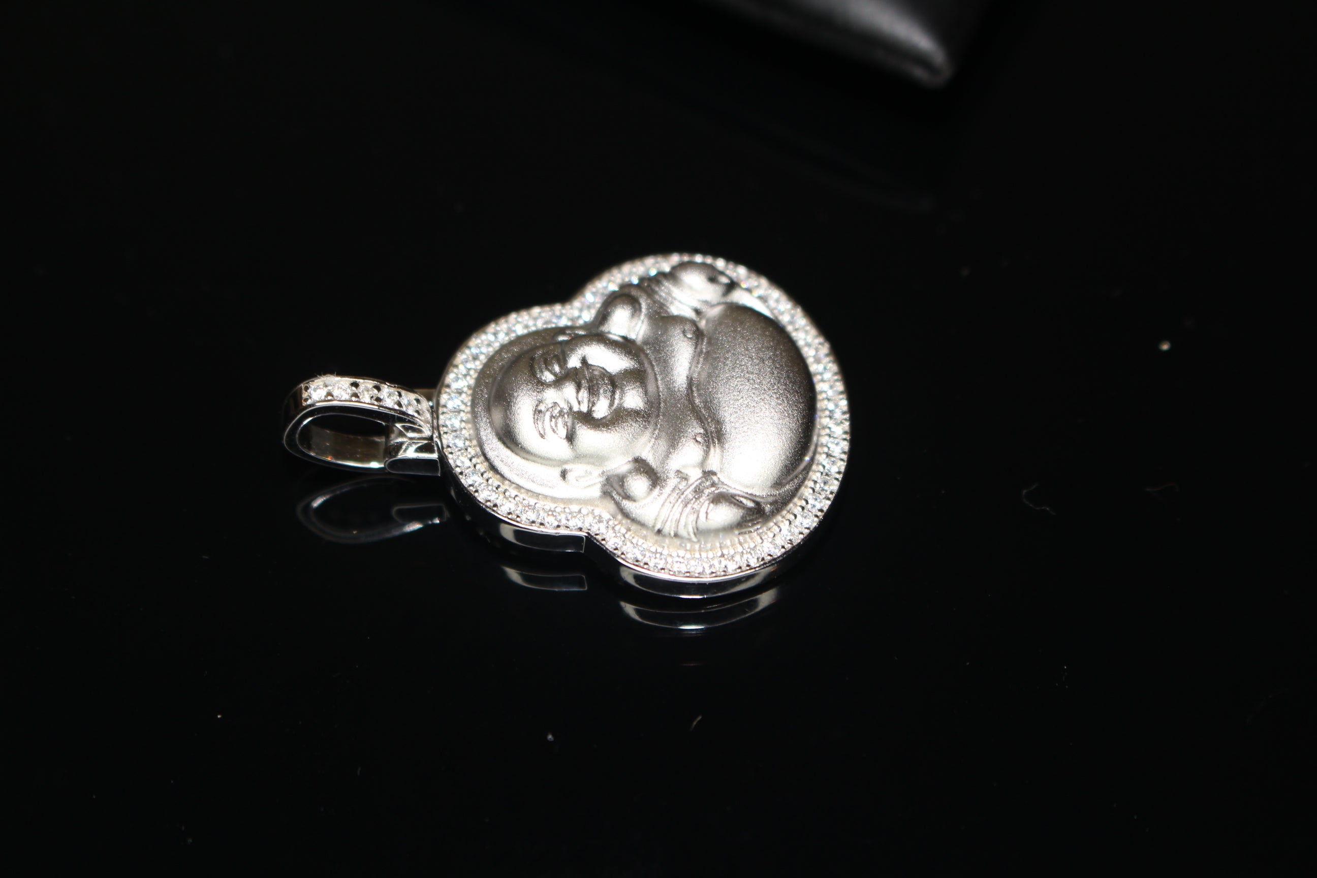 Happy Buddha GENUINE 925 Sterling Silver 2.2ct Lab VVS1 Sim Diamond Pendant 9g