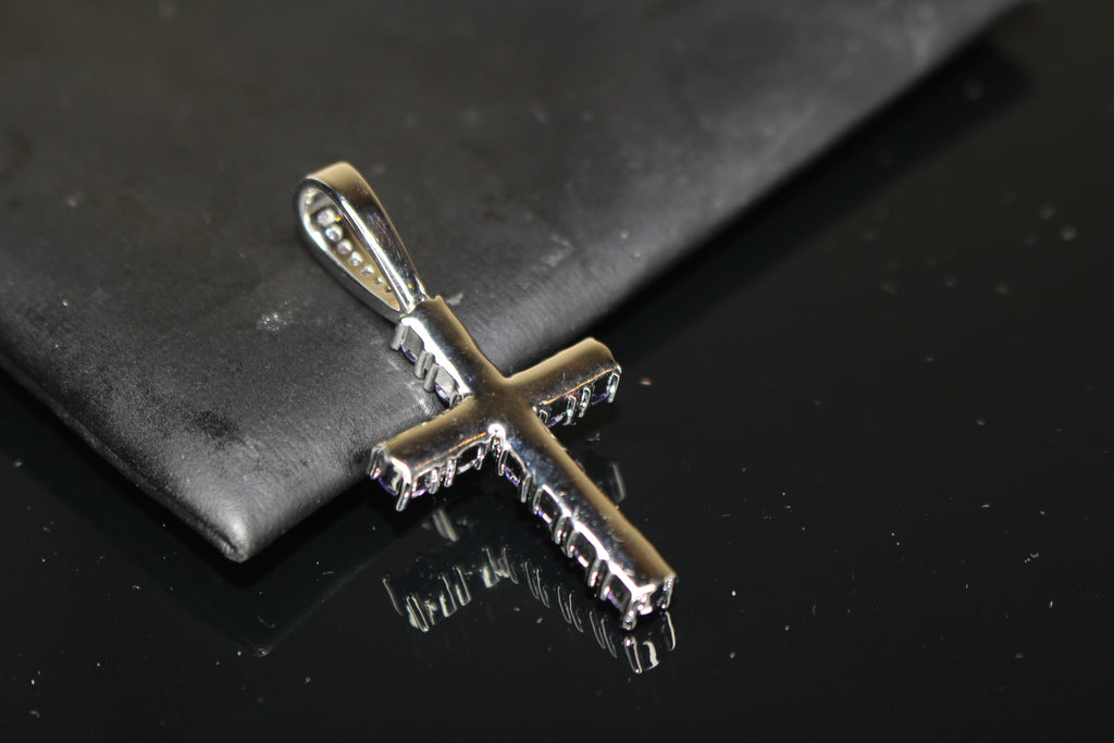 4mm Purple Amethyst CROSS Pendant 3.6ct Lab Sim VVS1 Diamond Gem Sapphire
