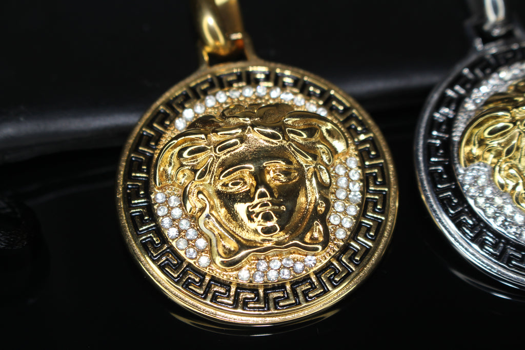 MEDUSA MEDALLION 3-D TWO-TONE Pendant 5.2ct VVS1 Lab Sim Diamonds