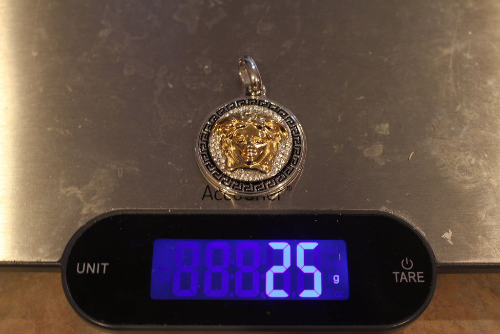 MEDUSA MEDALLION 3-D TWO-TONE Pendant 5.2ct VVS1 Lab Sim Diamonds