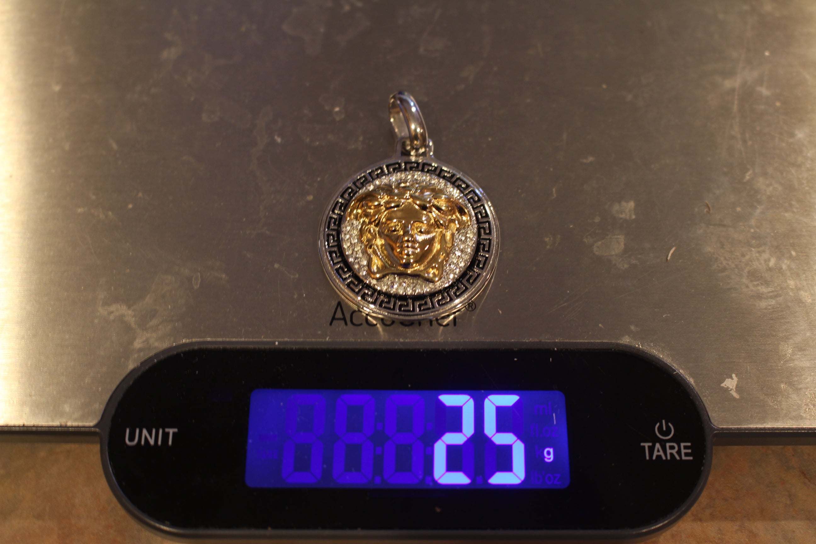 MEDUSA MEDALLION 3-D TWO-TONE Pendant 5.2ct VVS1 Lab Sim Diamonds
