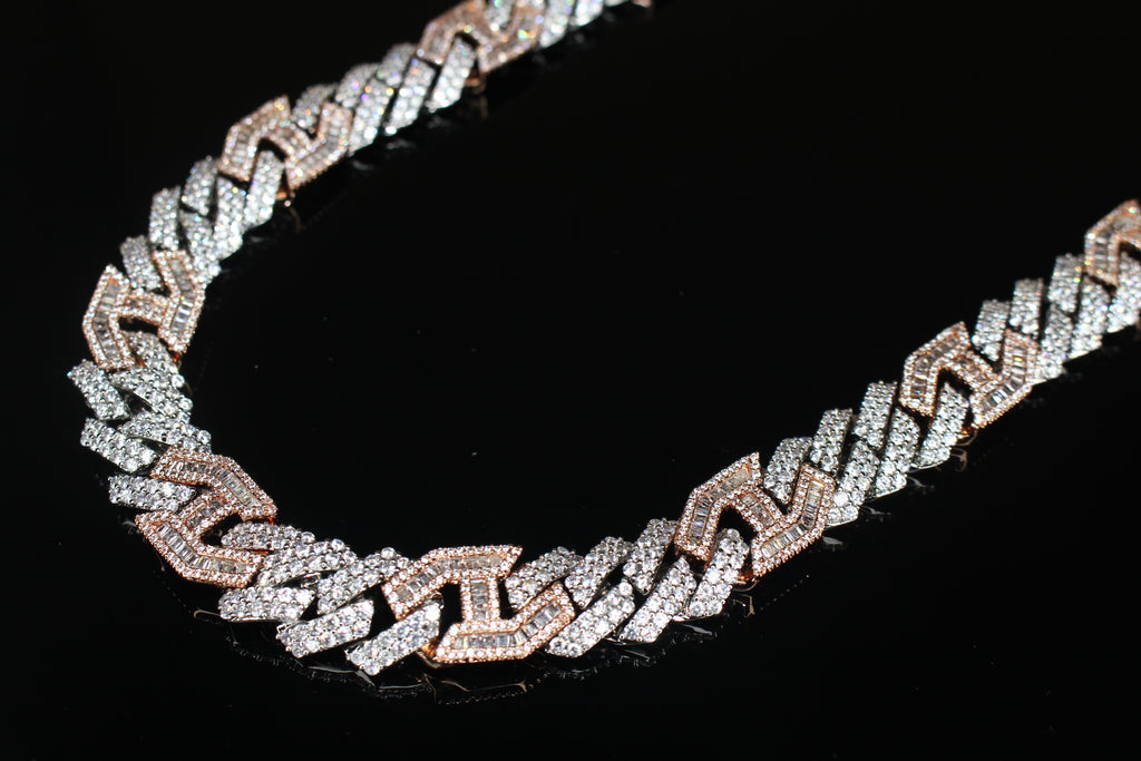 14mm Figarucci 80.7ct Lab Sim VVS1 Diamond Necklace - White/Rose Gold