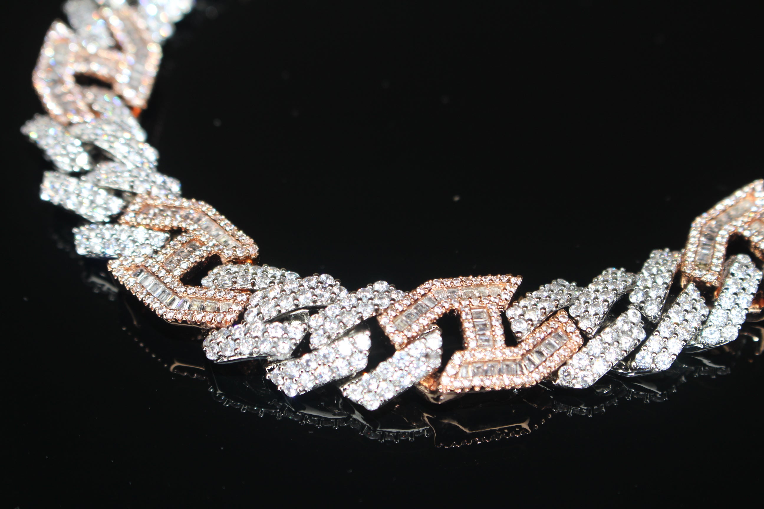 14mm Figarucci 80.7ct Lab Sim VVS1 Diamond Necklace - White/Rose Gold