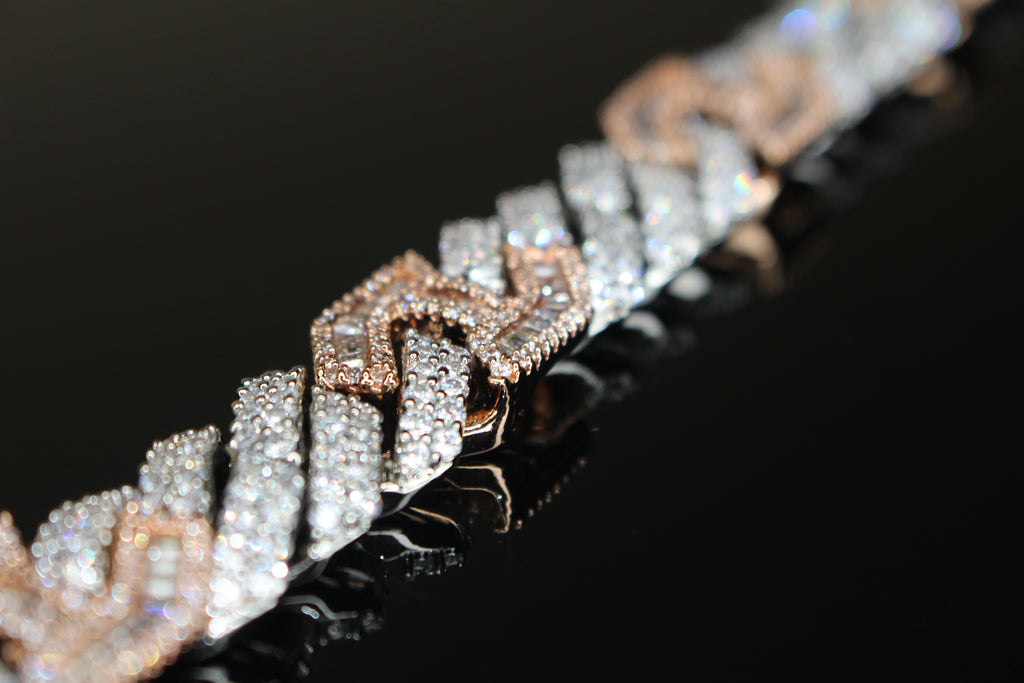 14mm Figarucci 80.7ct Lab Sim VVS1 Diamond Necklace - White/Rose Gold