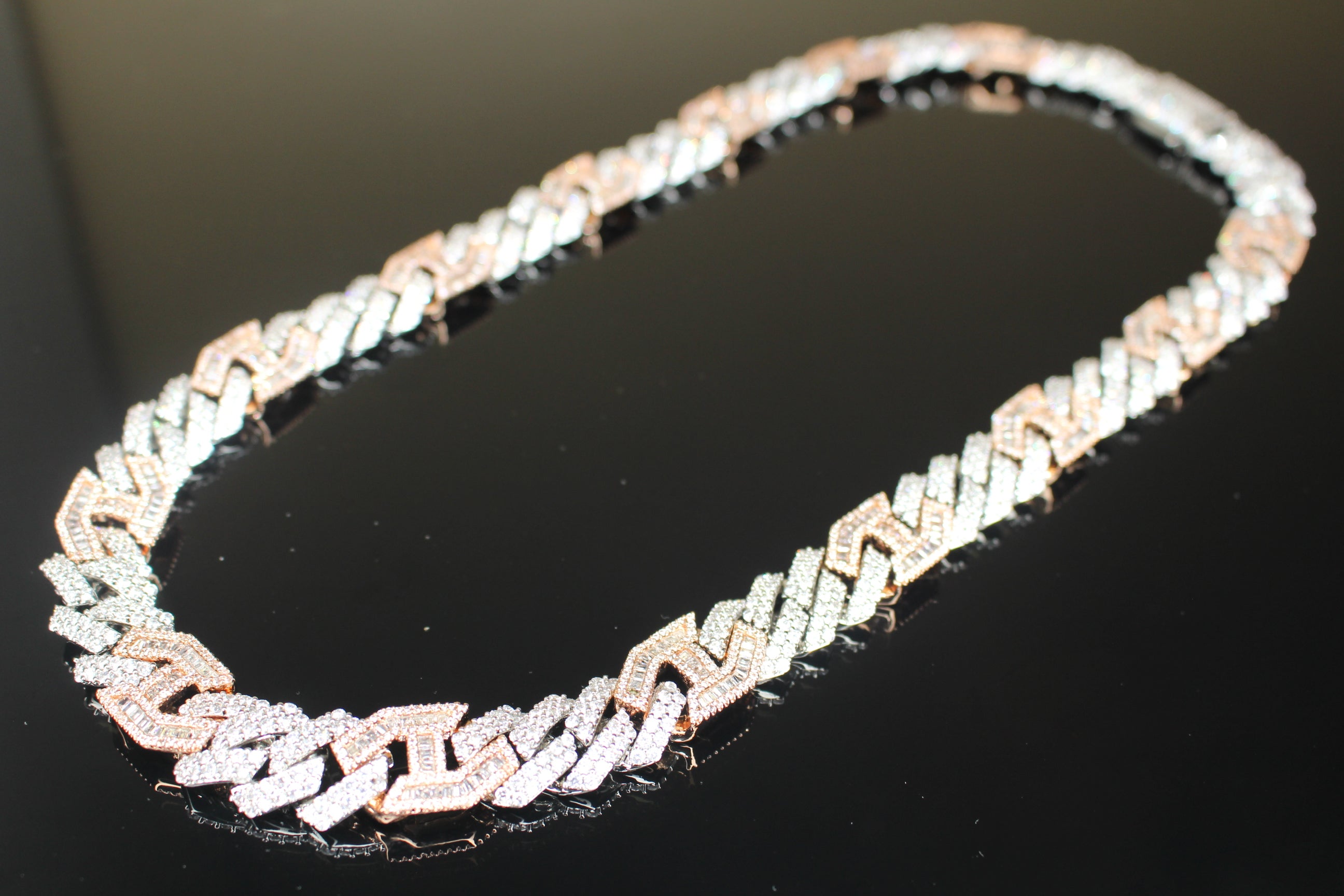 14mm Figarucci 80.7ct Lab Sim VVS1 Diamond Necklace - White/Rose Gold