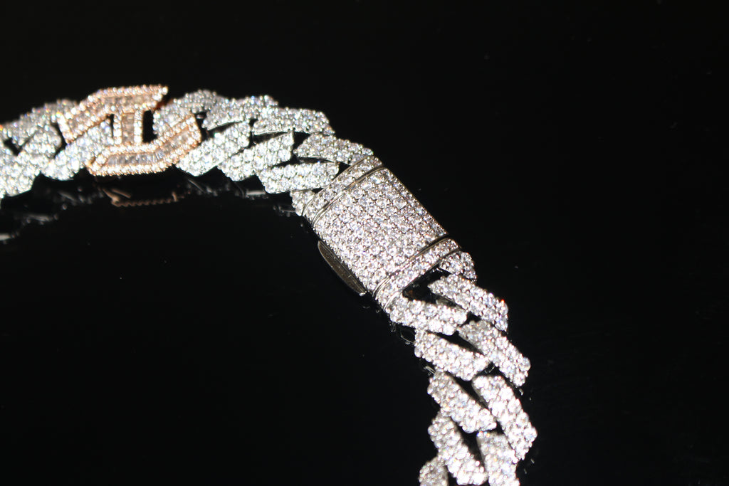 14mm Figarucci 80.7ct Lab Sim VVS1 Diamond Necklace - White/Rose Gold