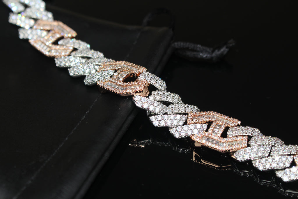 14mm Figarucci 80.7ct Lab Sim VVS1 Diamond Necklace - White/Rose Gold