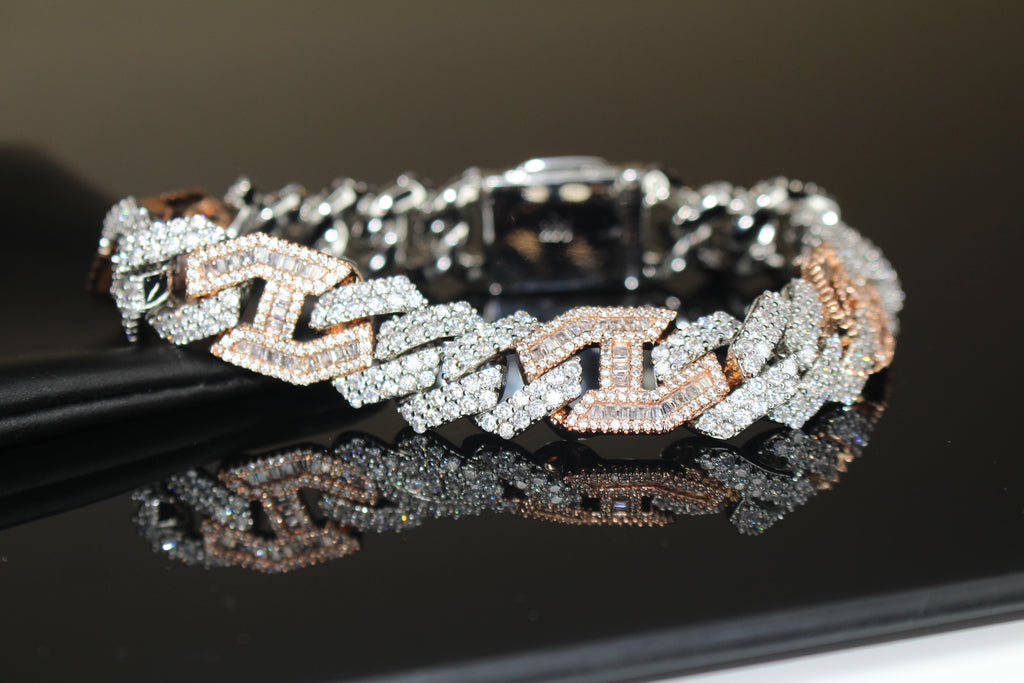 14mm FIGARUCCI 18.2ctw Lab Sim VVS1 Diamonds Bracelet -White/Rose 2-Tone