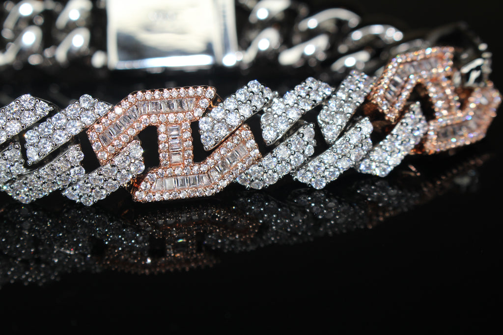 14mm FIGARUCCI 18.2ctw Lab Sim VVS1 Diamonds Bracelet -White/Rose 2-Tone