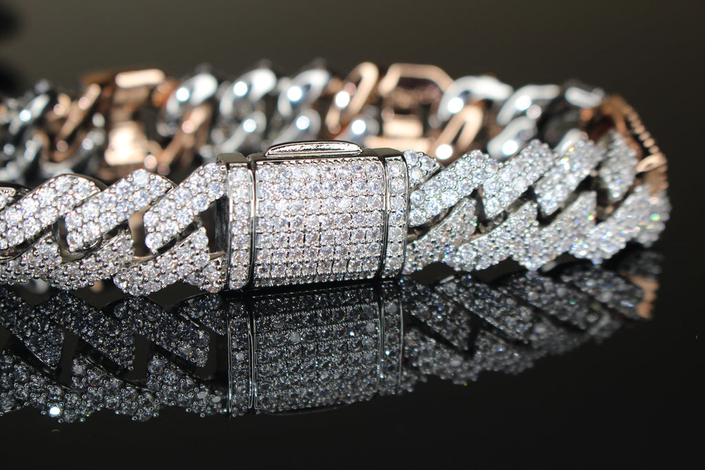 14mm FIGARUCCI 18.2ctw Lab Sim VVS1 Diamonds Bracelet -White/Rose 2-Tone
