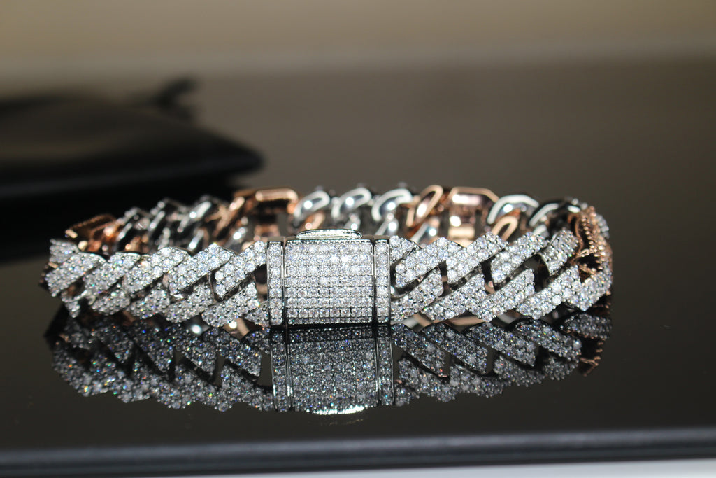 14mm FIGARUCCI 18.2ctw Lab Sim VVS1 Diamonds Bracelet -White/Rose 2-Tone