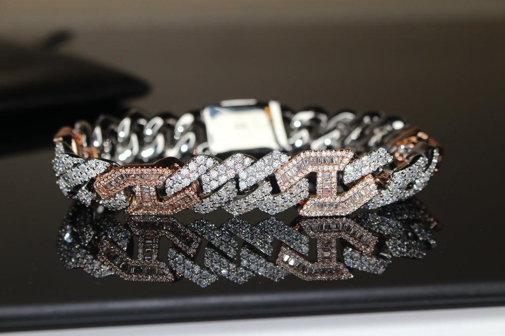 14mm FIGARUCCI 18.2ctw Lab Sim VVS1 Diamonds Bracelet -White/Rose 2-Tone