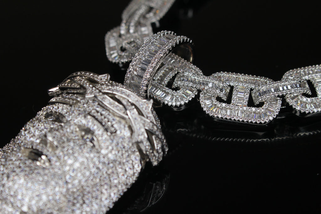 XXL Jesus Pendant 14mm Mariner 86ct Lab Sim VVS1 Diamond Necklace