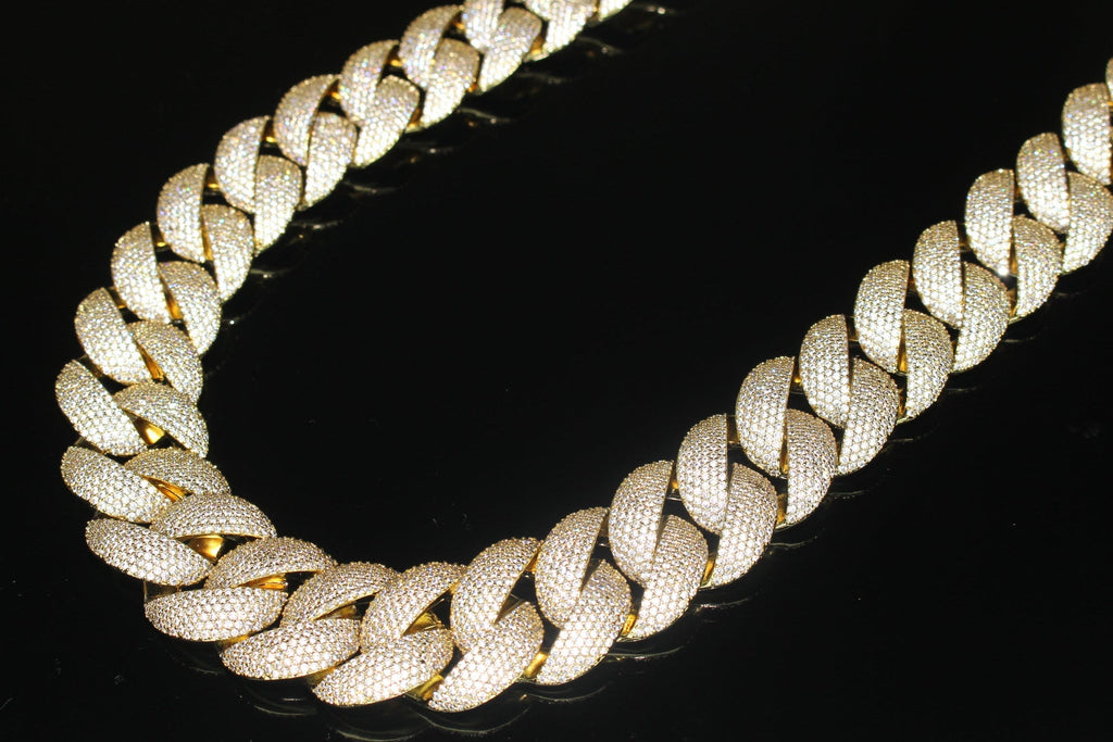 24mm Cuban Miami 186ct Lab Sim VVS1 Diamond Necklace - Gold