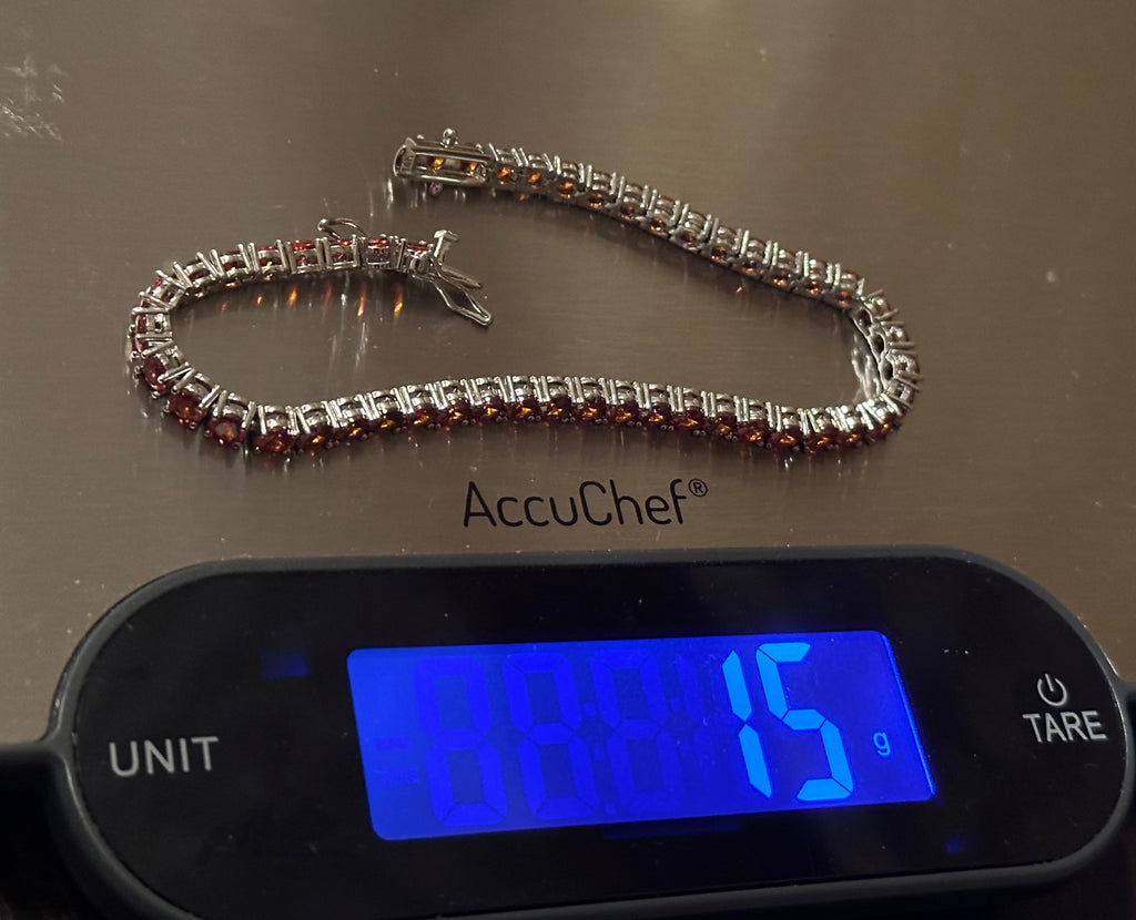 4mm Tennis Chain 12.5ct Lab Sim VVS1 Diamond Bracelet - AMBER SAPPHIRE