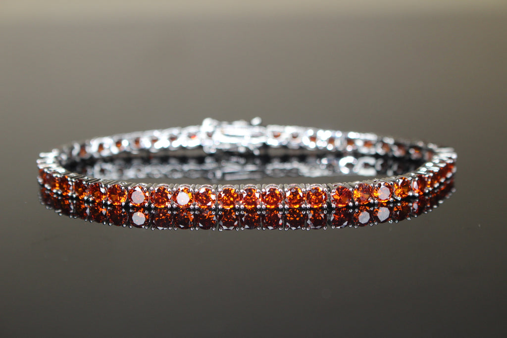 4mm Tennis Chain 12.5ct Lab Sim VVS1 Diamond Bracelet - AMBER SAPPHIRE