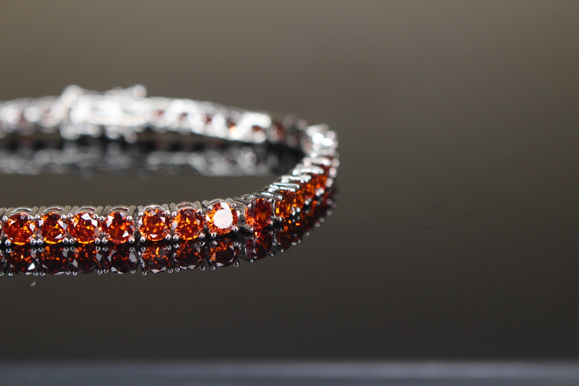 4mm Tennis Chain 12.5ct Lab Sim VVS1 Diamond Bracelet - AMBER SAPPHIRE