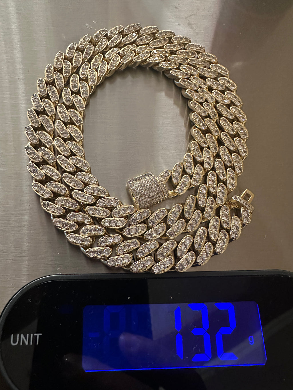 12mm Cuban Miami 62.8ctw Lab Sim VVS1 Diamonds Necklace - Gold