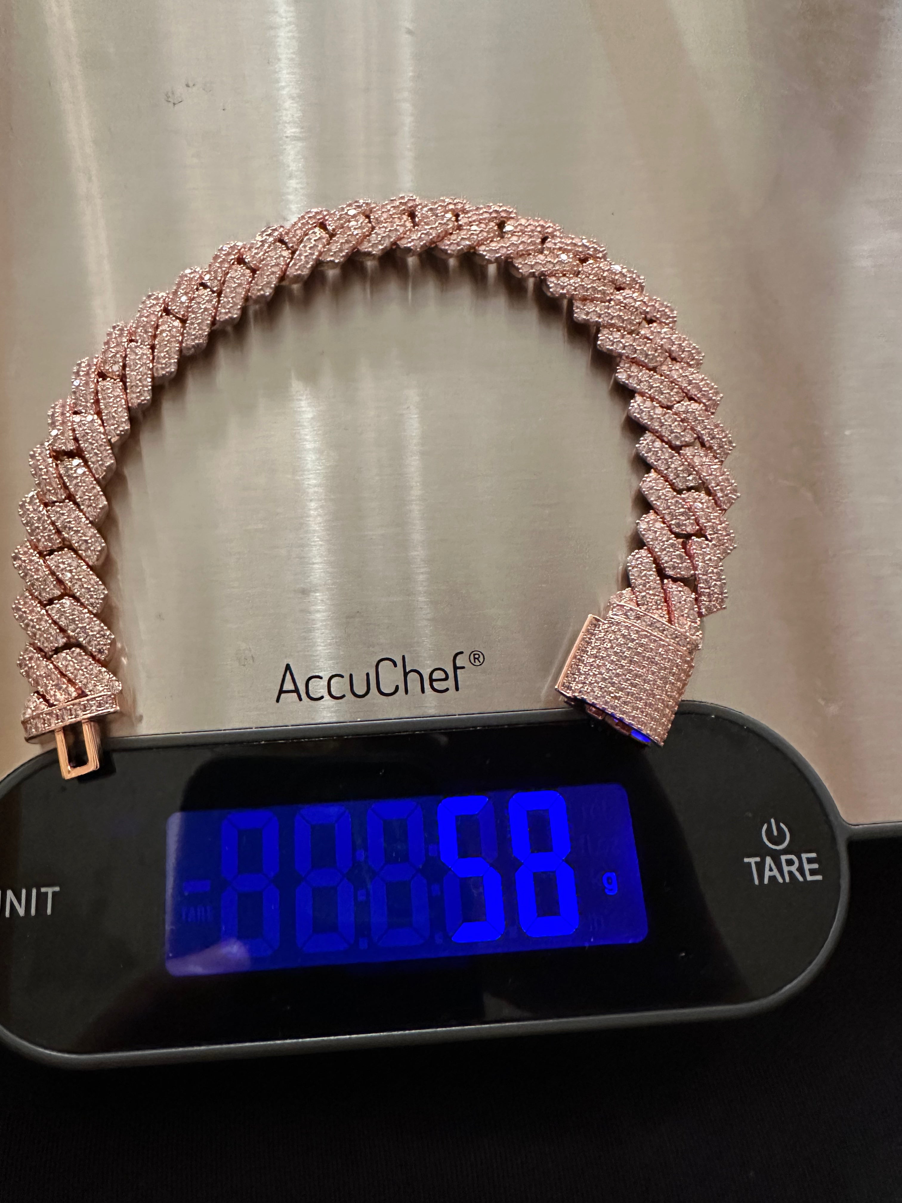 14mm Cuban Miami Prong 18.2ctw Lab Sim VVS1 Diamonds Bracelet Rose Gold