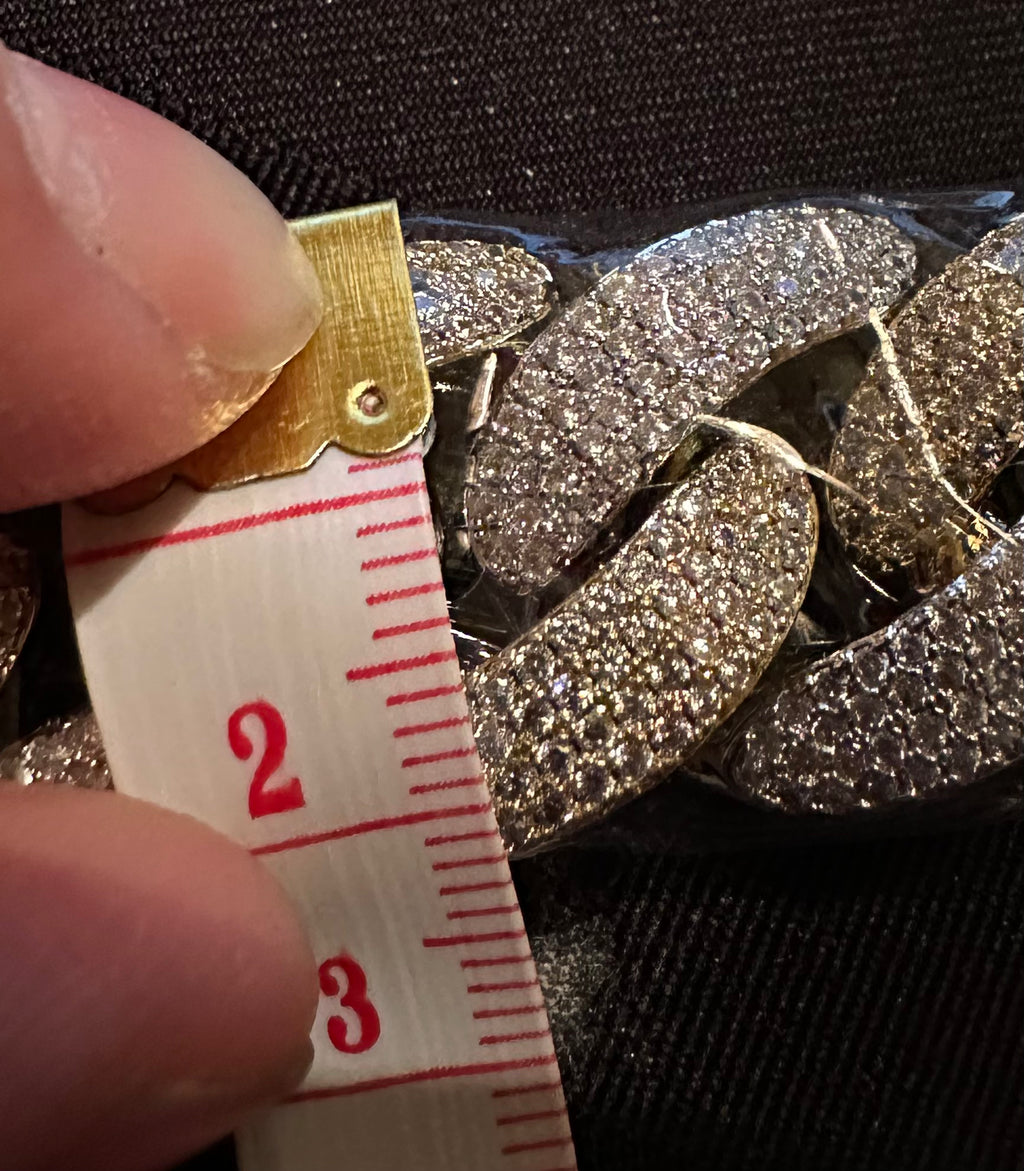 22mm Cuban Miami 156.2ctw Lab Sim Diamonds VVS1 Necklace - 2TONE Gold