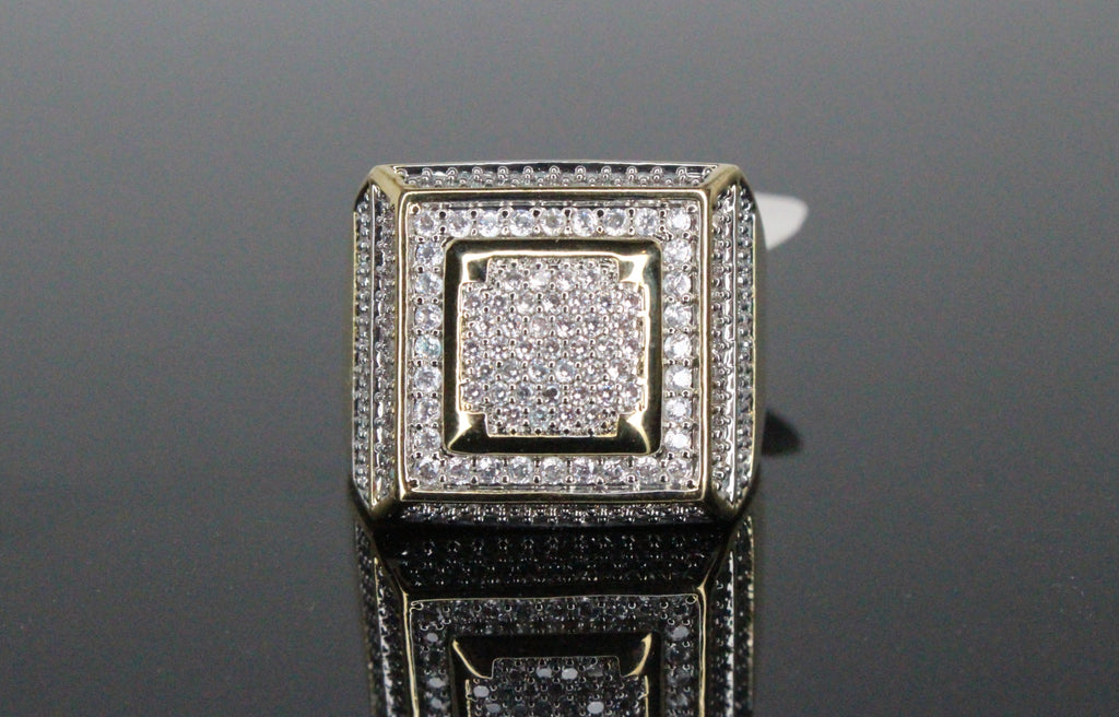 Massive Square 4.6ct Lab VVS1 Sim Diamond Ring Gold